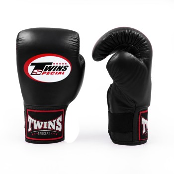 Twins Special TBGL7H Снарядные Перчатки Тайский Бокс Полуоткрытый Большой Палец Черные