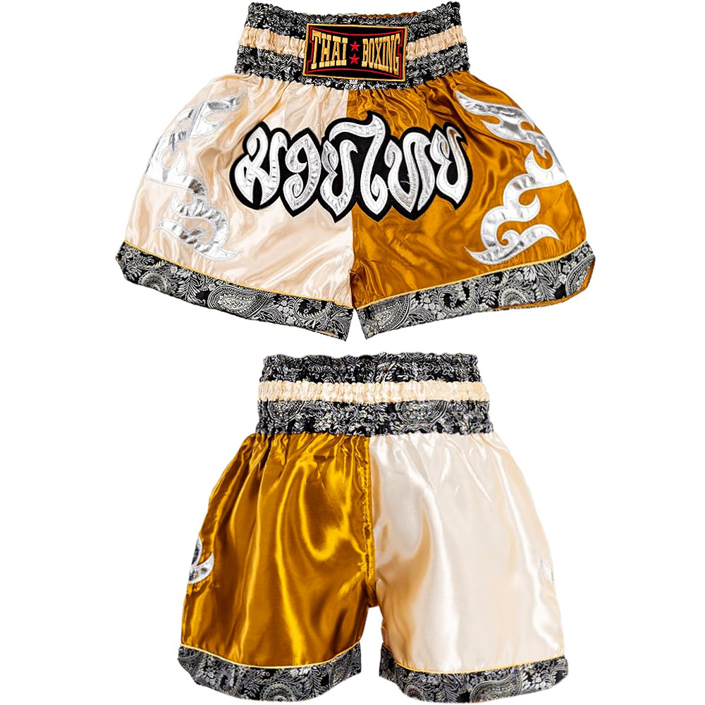 Thaiboxing Тайские Шорты Тайский Бокс Кремово-Золотые