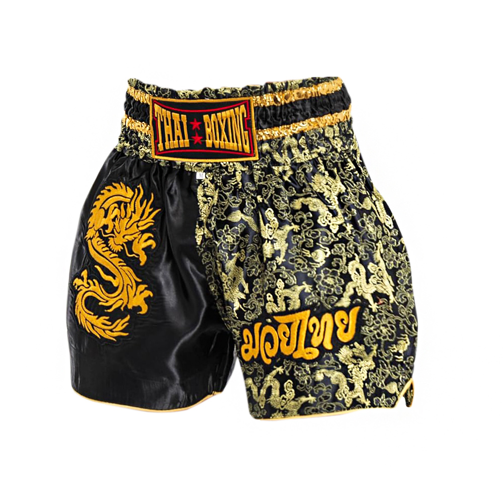Thaiboxing Тайские Шорты Тайский Бокс «Dragon» Черно-Золотые