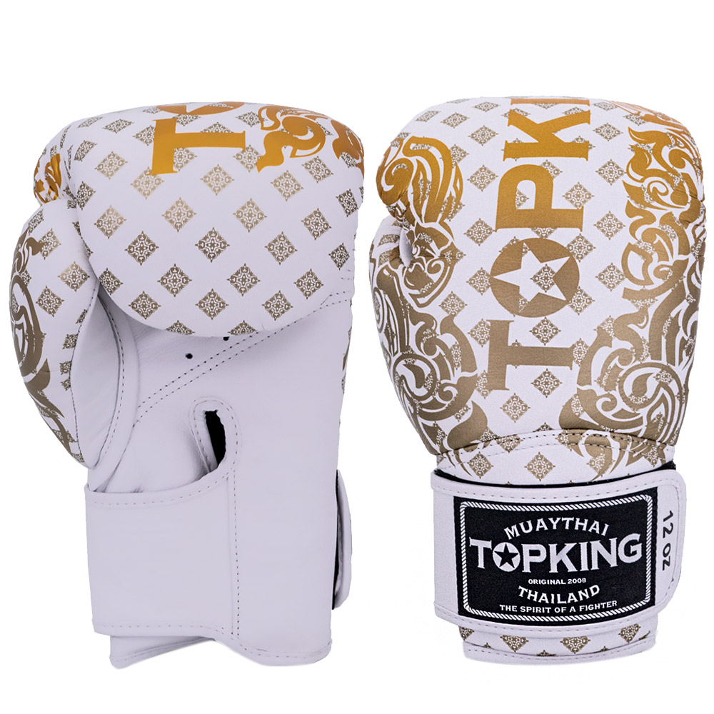 Top King "Kanok-02" Боксерские Перчатки Тайский Бокс Белые