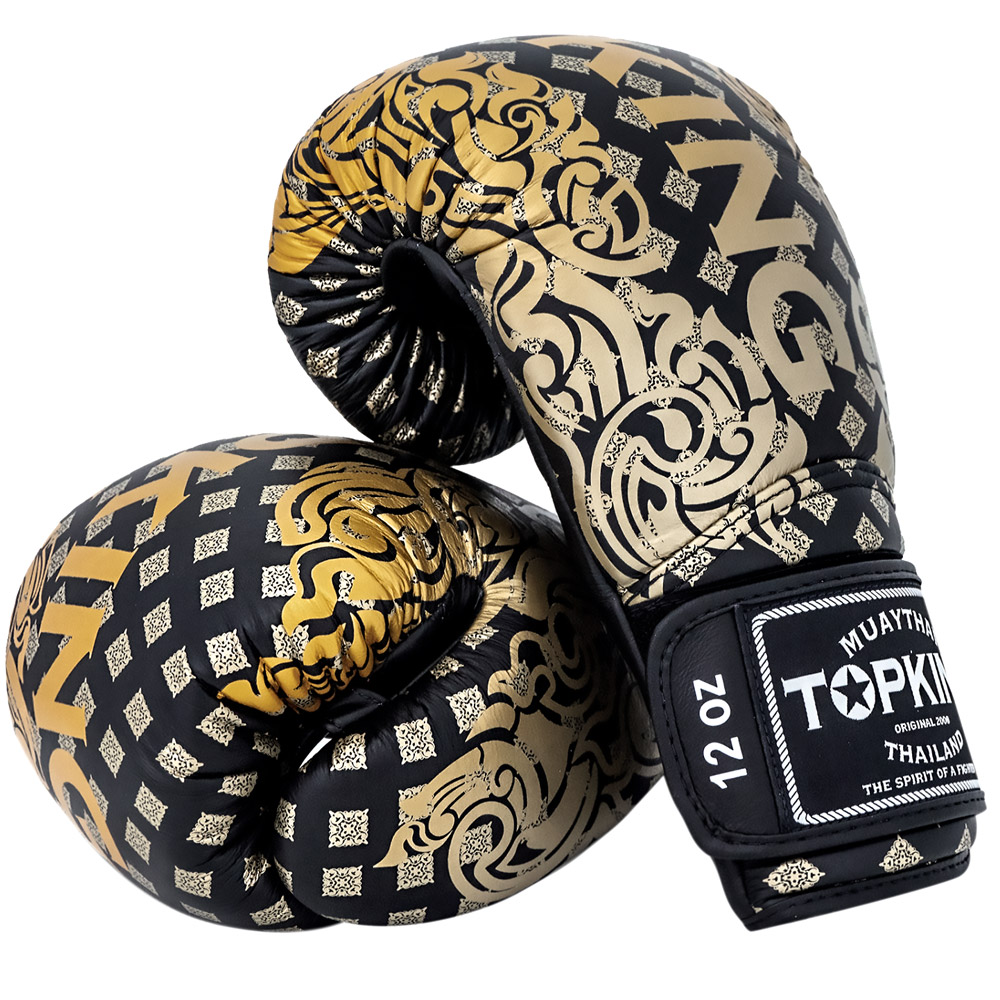 Top King "Kanok-02" Боксерские Перчатки Тайский Бокс Черные