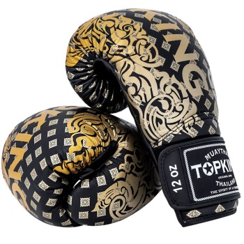 Top King "Kanok-02" Боксерские Перчатки Тайский Бокс Черные