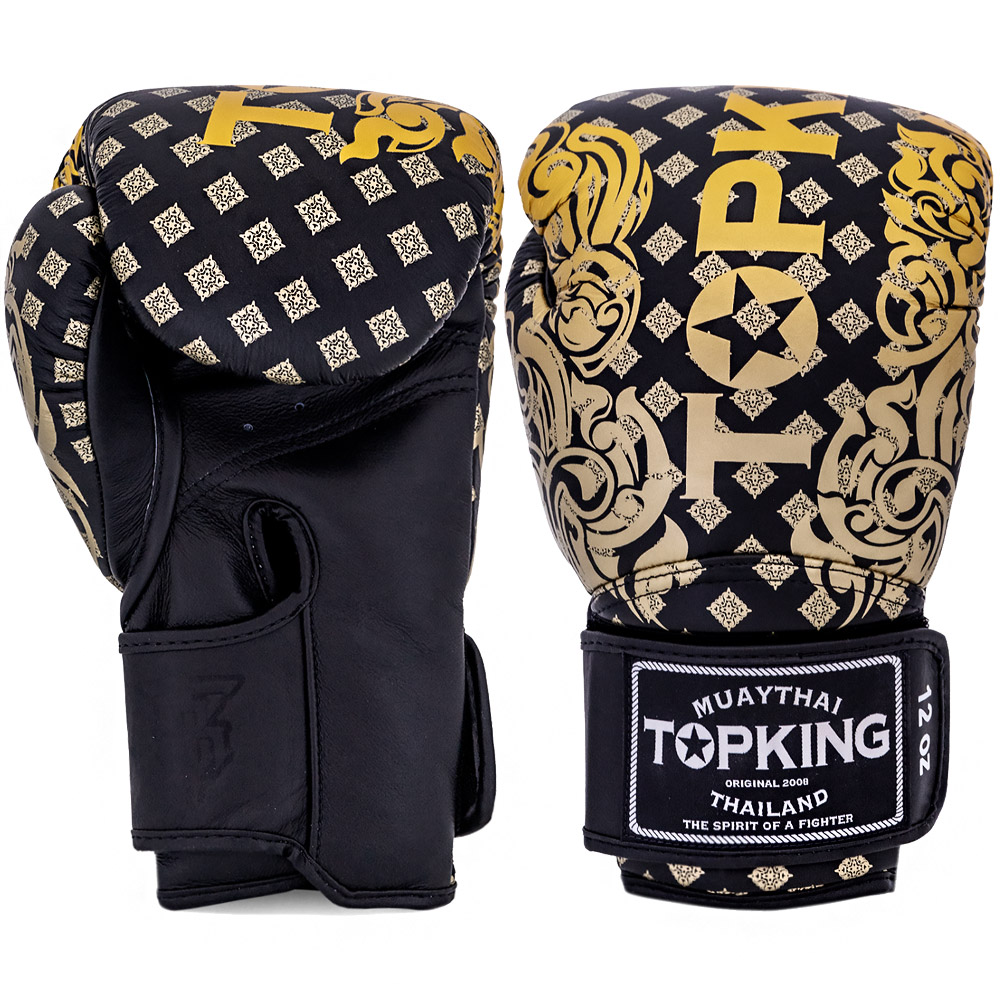Top King "Kanok-02" Боксерские Перчатки Тайский Бокс Черные