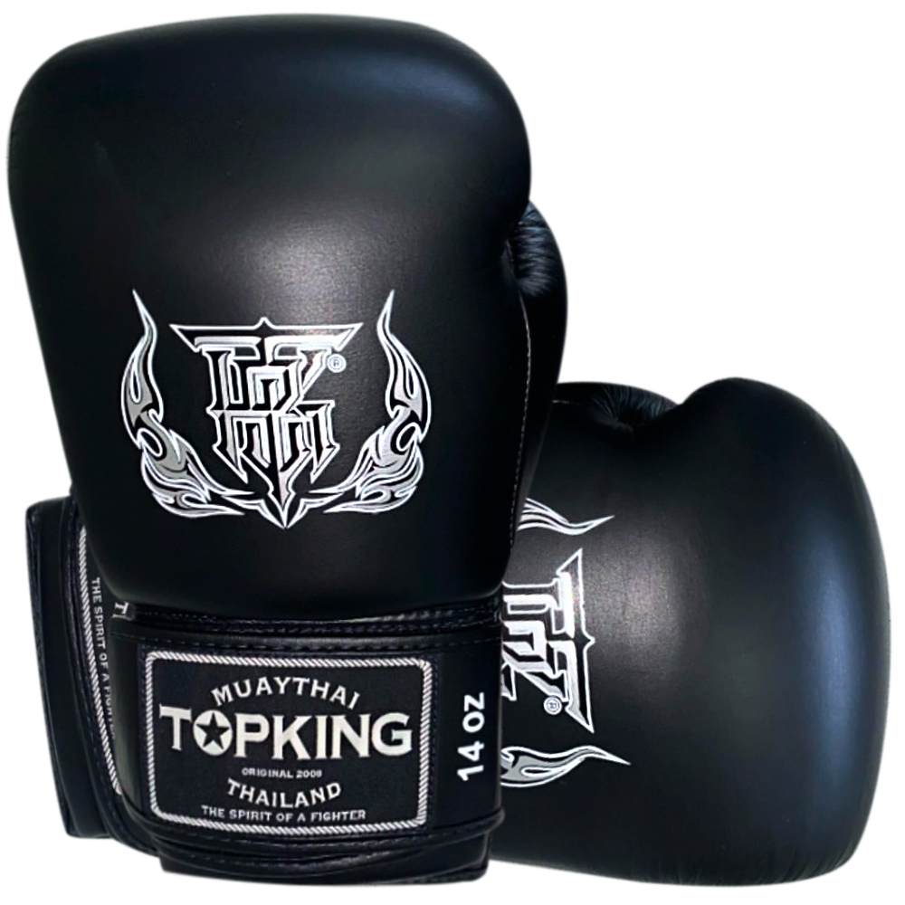 Top King "Double Lock Air" Боксерские Перчатки Тайский Бокс Черные