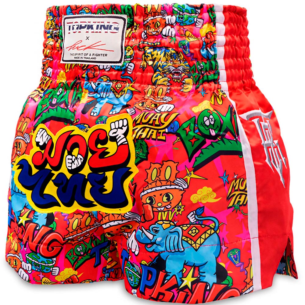 Top King х Puck Шорты TKXPTBS-01 Тайский Бокс Красный Мультиколор