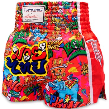 Top King х Puck TKXPTBS-01 Шорты Тайский Бокс Красный Мультиколор