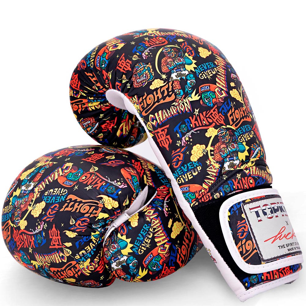 Top King х Puck Боксерские Перчатки Тайский Бокс Черные