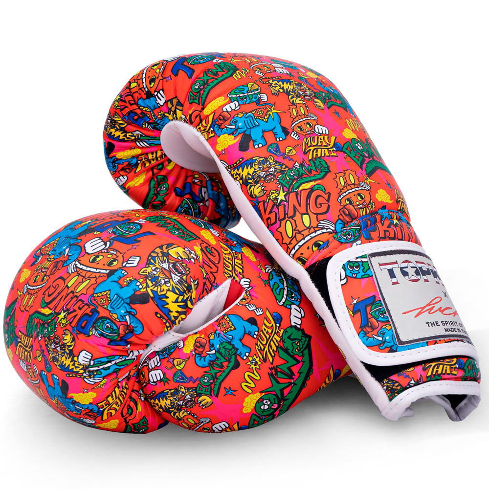 Top King х Puck Боксерские Перчатки Тайский Бокс Красные