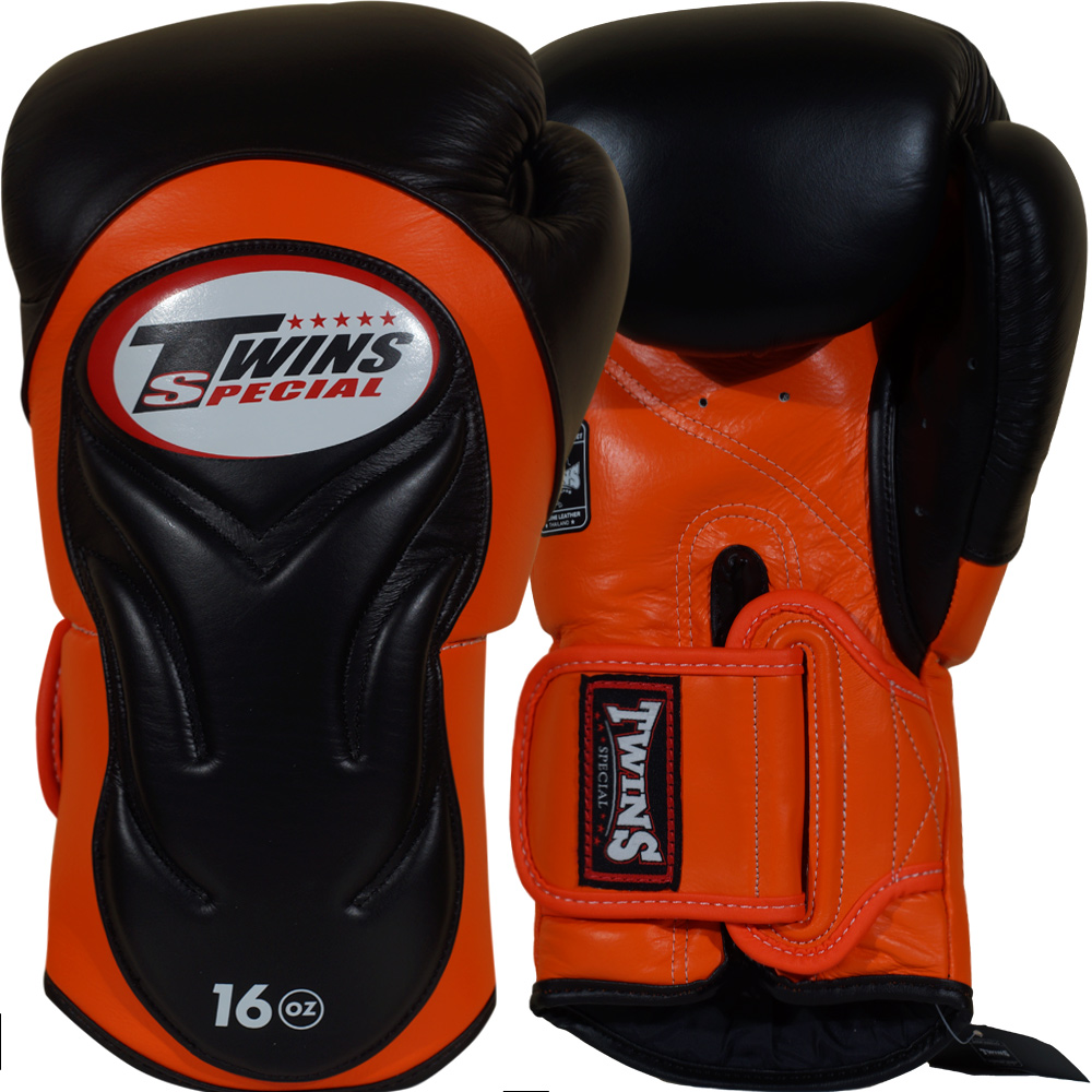 Twins Special BGVL6 Боксерские Перчатки Тайский Бокс Черно-Оранжевые 