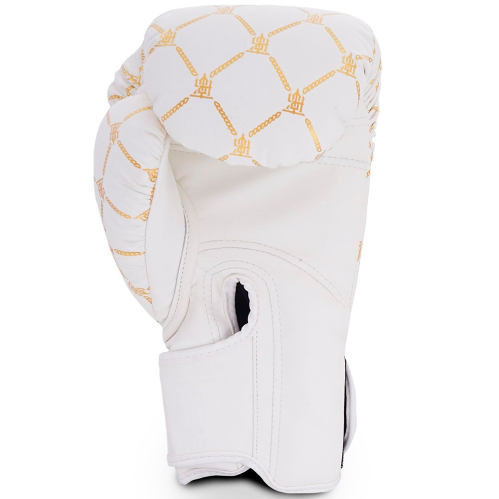 Top King "Chain" Боксерские Перчатки Тайский Бокс Бело-Золотые