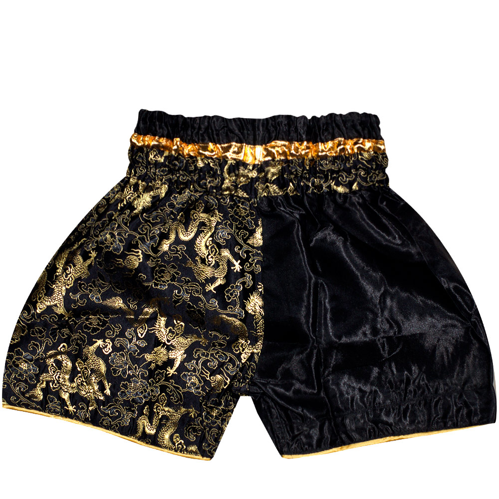 Детские Шорты Тайский Бокс "Thaiboxing" Дракон Черные с Золотом