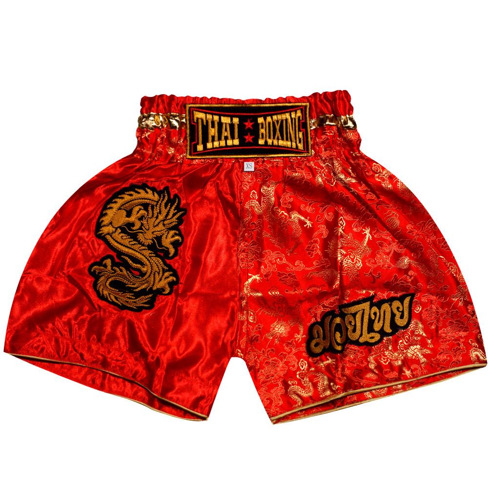 Детские Шорты Тайский Бокс "Thaiboxing" Дракон Красные Размер M