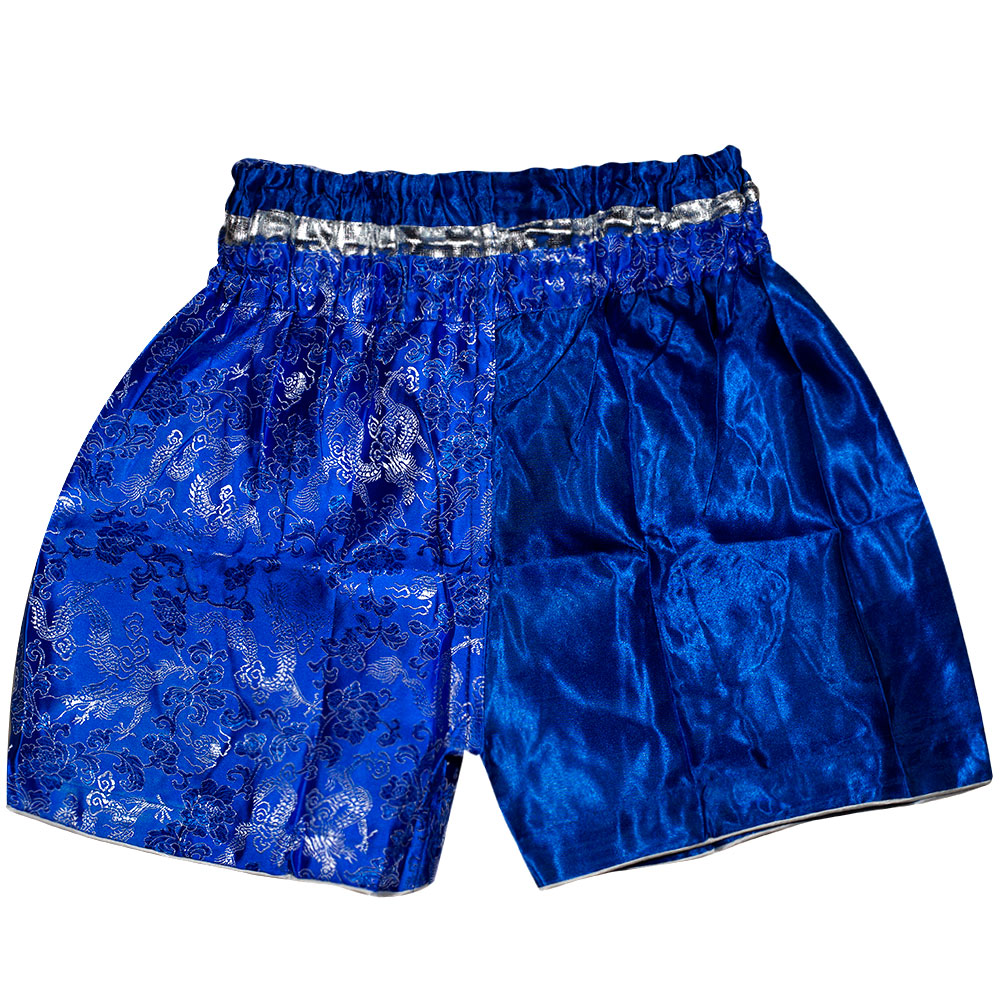 Детские Шорты Тайский Бокс "Thaiboxing" Дракон Синие с Белым Драконом