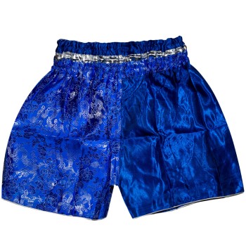Детские Шорты Тайский Бокс "Thaiboxing" Дракон Синие с Белым Драконом