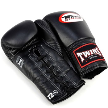 Twins Special BGLL1 Боксерские Перчатки Тайский Бокс Шнуровка Черные