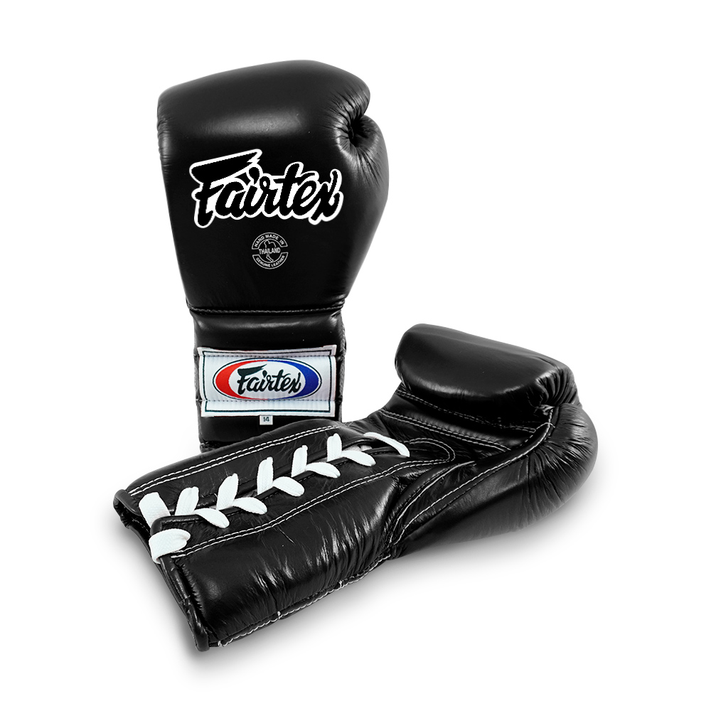 Fairtex BGL7 Pro Боксерские Перчатки Lace Up Шнурки Мексиканский Стиль Черные