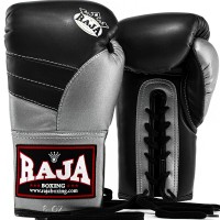 Raja "Pro Boxing" Боксерские Перчатки Тайский Бокс Шнурки Gray-Silver