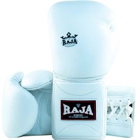 Raja "Pro Boxing" Боксерские Перчатки Тайский Бокс Шнурки Белые