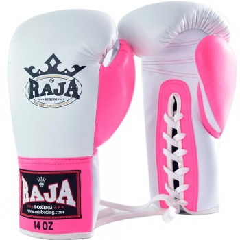 Raja Boxing "Single" Боксерские Перчатки Тайский Бокс Шнурки White-Pink