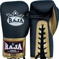 Raja Boxing "Single" Боксерские Перчатки Тайский Бокс Шнурки Black-Gold