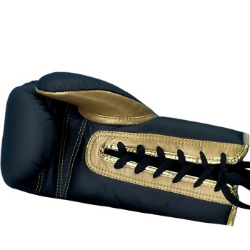 Raja Boxing "Single" Боксерские Перчатки Тайский Бокс Шнурки Black-Gold