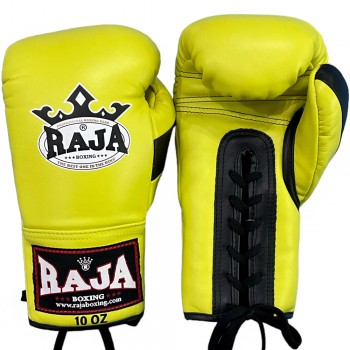 Raja Boxing "Single" Боксерские Перчатки Тайский Бокс Шнурки Yellow-Black