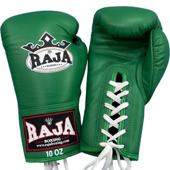 Raja Boxing "Single" Боксерские Перчатки Тайский Бокс Шнурки Зеленые 