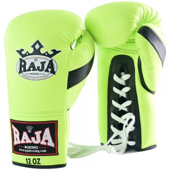 Raja Boxing "Single" Боксерские Перчатки Тайский Бокс Шнурки Neongreen
