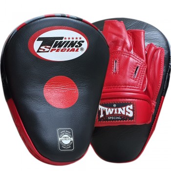 Twins Special PML10 Лапы Боксерские Тайский Бокс Гнутые "Focus Mitts In Curved Style" Черный с Красным