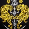 Футболка Тайская Сак Янт Тату Хлопок "2 Tigers" Черная с Золотом