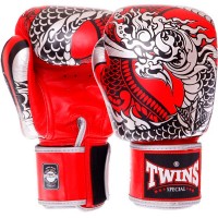 Twins Special FBGVL3-52 Боксерские Перчатки Тайский Бокс "Nagas" Красно-Серебряные
