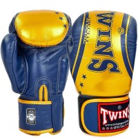 Twins Special FBGVL3-TW4 Боксерские Перчатки Тайский Бокс Золотой с Синим