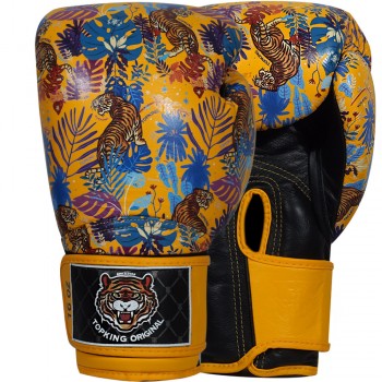 Top King "Wild Tiger" Боксерские Перчатки Тайский Бокс Yellow-Black