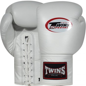 Twins Special BGLL1 Боксерские Перчатки Тайский Бокс Шнуровка Белые