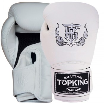 Top King "Super Air" Боксерские Перчатки Тайский Бокс с Сеткой Белые