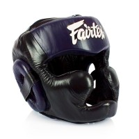Fairtex HG13 Боксерский Шлем Тайский Бокс "Diagonal Vision Sparring" Черный с Синим