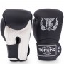 Top King "Super" Боксерские Перчатки Тайский Бокс Черные с Белым