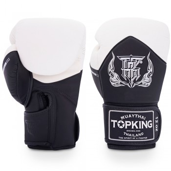 Top King BLEND-01 Боксерские Перчатки Тайский Бокс Черные с Белым