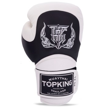 Top King "Blend-02" Боксерские Перчатки Тайский Бокс Черно-Белые