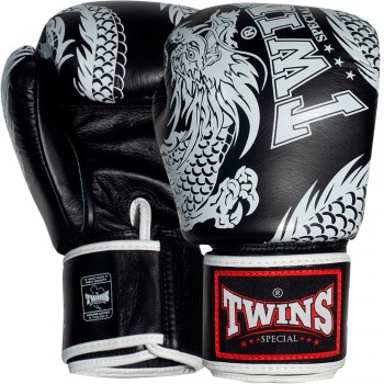 Twins Special FBGVL3-49 Боксерские Перчатки Тайский Бокс "New Dragon" Черно-Белый