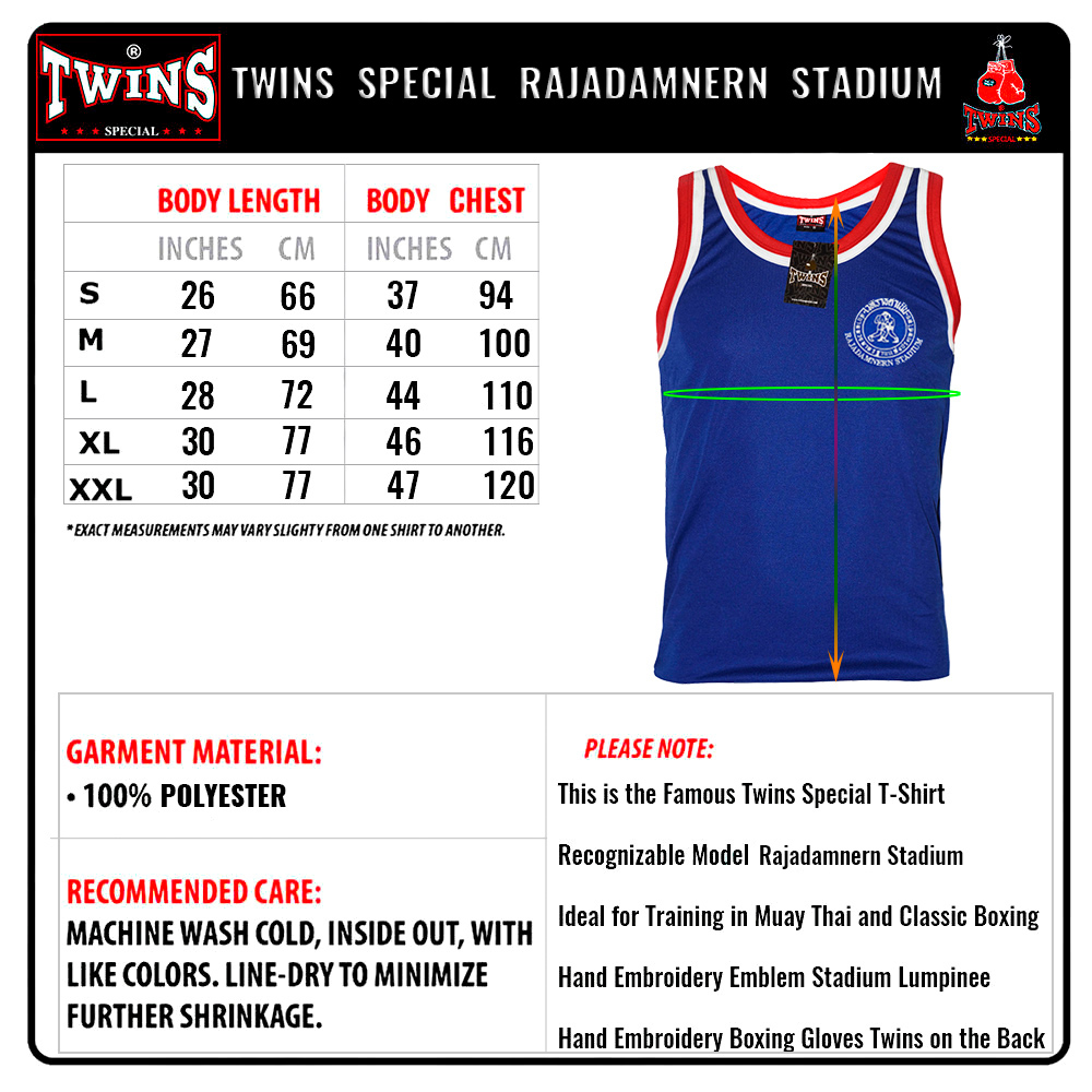 Twins Special TSL2 Майка Тайский бокс Стадиона Раджадамнерн Radjadamnern Синяя