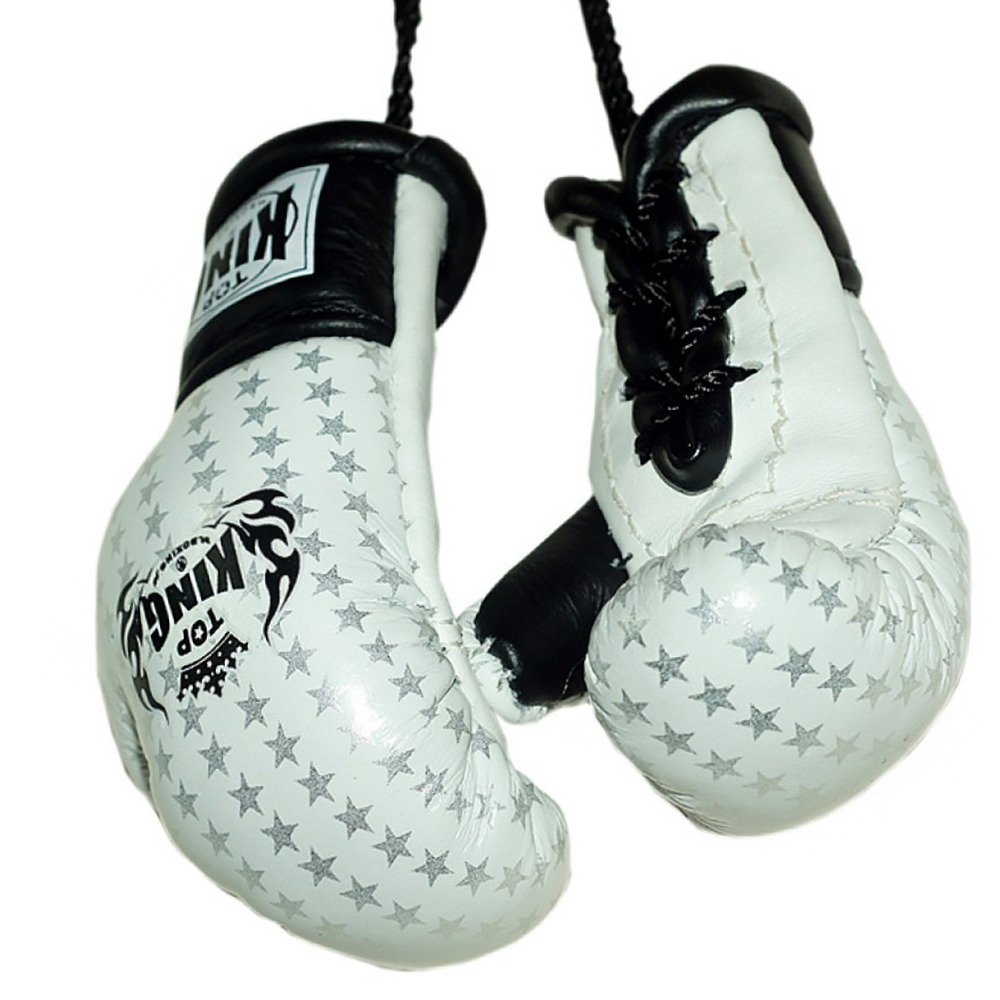 Top King Боксерские перчатки На Зеркало в Машину Сувенирные со Звездами Белые