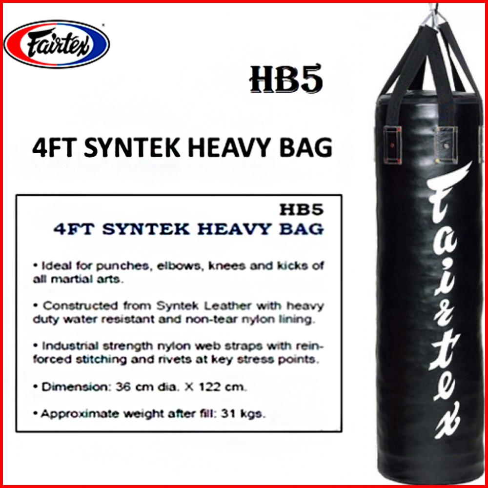 Fairtex HB5 Мешок Боксерский Тайский Бокс "4FT Syntek Heavy Bag" Черный